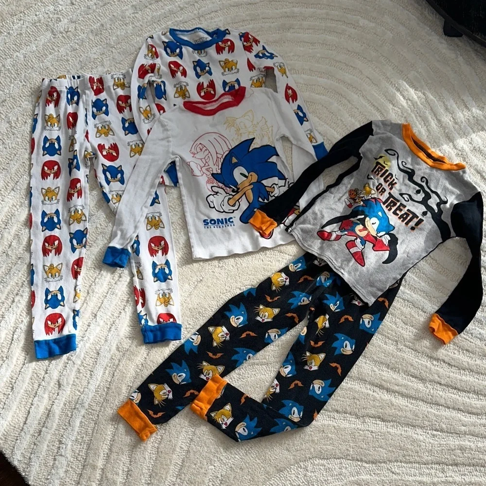 Kids Pajama Set - Blue, Red, Black with Sonic Cartoon character